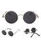 Men Women Round Lens Metal Frame Outdoor UV400 Steampunk Adjustable Polarized Sunglasses  - #02