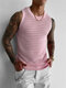 Camiseta sin mangas de punto hueco para hombre Cuello - Rosado