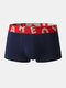 Breathable Cotton Solid Color  Underwear Sexy Boxer Briefs - Navy