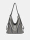 Women Vintage Faux Leather Multi-Carry Backpack Brief Shoudler Bag - Gray