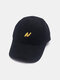 Unisex Corduroy Color Contrast N Letter Embroidery Simple Sunshade Warmth Baseball Cap - Black