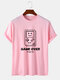 Mens Game Console Letter Print Casual Cotton Short Sleeve T-Shirts - Pink
