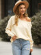 Solid Drop Shoulder Crew Neck Loose Soft Sweater - Apricot