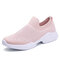 Women Mesh Comfortable Non Slip Sock Mouth Sneakers - Pink