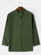 Mens Solid Basics Long Sleeve Henley Shirts - Army Green
