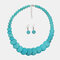 Bohemian Irregular Turquoise Beaded Necklace Geometric Disc Turquoise Earring Set - 03