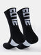 Men Cotton Contrast Color Letters Pattern Sports Socks Breathable Non-slip Socks - Black