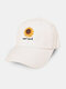 Unisex Cotton Solid Color Letters Daisy Embroidery Fashion Baseball Caps - White