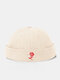 Collrown Unisex Polyester Cotton Red Rose Embroidery All-match Adjustable Brimless Beanie Landlord Caps Skull Caps - White