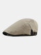 Men Polyester Cotton Solid Color Thin Sunscreen Brief Casual Beret Flat Caps - Khaki