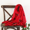 Womens Vogue Vintage Cotton Linen Embroidery Breathable Warm Scarf 180*70cm Oversize Shawl - Red