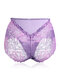 Plus Size High Waisted Tummy Control Lace Hip Lifting Panties - Purple