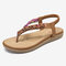 LOSTISY Knitting Slip On Comfy Clip Toe Beach Flat Sandals - Brown