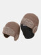 Men Dual-use Detachable Mask Plus Thick Warm Windproof Face Ear Protection Headgear Knitted Hat For Riding - Khaki