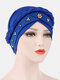 Women Cotton Multi Color Solid Casual Sunshade Rivet Decor Side Braid Baotou Hats Beanie Hats - Royal Blue