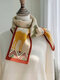 महिला कृत्रिम कश्मीरी बुना हुआ कंट्रास्ट रंग कार्टून पैटर्न जैक्वार्ड लघु फैशन गर्मजोशी स्कार्फ - बेज
