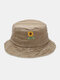 Women & Men Floral Overlay Print Embroidery Pattern Casual Outdoor Visor Bucket Hat - Khaki
