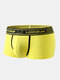 Men Cotton U Convex Pure Colors Letter Comfy Boxers Briefs - Yellow