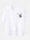 Plus Size Mens Cartoon Panda Pattern 100% Cotton Casual Short Sleeve T-Shirt - White