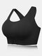 Women Seamless Breathable Correct Hunchback Gather Front Closure Wide Straps Bra - Black