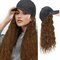 Fashionable Big Wave Sun Hat Long Curly Hair Natural Connection Synthetic Hat Wig - Light brown