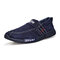 Men Washed Canvas Comfy Soft Sole Slip On Casual Shoes - Dark Blue