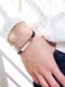 Trendy Simple Inlaid Zircon Curved Brand Hand-woven Drawstring Adjustable Titanium Steel Couple Bracelets - Silver （Women）
