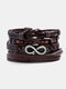 4 Pcs/Set Vintage Multi-layers Woven DIY Set Faux Leather Bracelet - #04