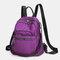 Women 2Pcs Anti theft Genuine Leather Solid Casual Backpack Crossbody Bag Shoulder Bag - Purple