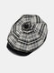Collrown Men Knitted Horizontal Vertical Stripes Twill Fabric Hat Brim Vintage Warmth Octagonal Hat Flat Cap - Black