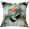 Flamingo Linen Throw Pillow Cover Pattern Watercolour Green Tropical Leaves Monstera Leaf Palm Aloha - #10