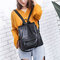 Women Anti theft Faux Leather Large Capacity Backpack Multi-function Leisure Shoulder Bags - Black