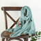 Womens Vogue Vintage Cotton Linen Embroidery Breathable Warm Scarf 180*70cm Oversize Shawl - Green