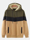Mens Colorblock Patchwork Loose Leisure Drawstring Hoodies With Muff Pocket - Green