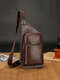 Men Retro Faux Leather Portable Waterproof Outdoor Chest Bag Sling Bag - Dark Brown