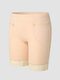 Women Floral Trim High Stretchy Zip Pocket Safety Leggings Boyshorts - Nude