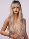 Gray White Long Wavy Curls Air Bangs Daily-use Synthetic Wigs - Gray White