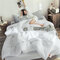 Washed Cotton Quilt Polyester Stuffed Thicken Full Queen King Soft Wahable Solid Cover Duvet - White