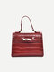 Women PU Leather Snakeskin PU Satchel Bag Crossbody Bag - Red