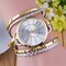 Trendy Rivet Butterfly Winding Watch Three Circle Leather Quartz Watch For Women - Gold