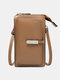 Women Faux Leather Brief Multifunction Large Capacity Crossbody Bag Phone Bag - Coffee