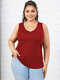 Plus Size Round Neck Cut Out Sleeveless Tank Top - Red