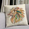 Nordic Watercolor Style Animal Totem Pattern Lion Owl Eagle Linen Cotton Cushion Cover Home Sofa Dec - #2