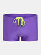Men Sexy Solid Color Swim Trunks Retro Quick Dry Drawstring Beach Short Swimwear - Purple