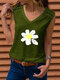 Flower Print Sleeveless V-neck Casual Tank Top For Women - Green