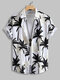पुरुषों के लिए ऑलओवर कोकोनट ट्री प्रिंट वेकेशन शॉर्ट स्लीव शर्ट - सफेद