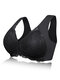 3XL Front Closure Lace Wireless Seamless Full Coverage Bras - Black