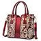 Women Sequin Patent Leather Handbag Large Capacity Tote Crossbody Bag - Wine Red