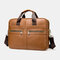 Men Genuine Leather Multi-pocket 14 Inch Laptop Bag Briefcase Business Handbag Crossbody Bag - Brown