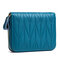 RFID Women Genuine Leather 24 Card Slot Wallet Stitching Coin Purse - Blue
